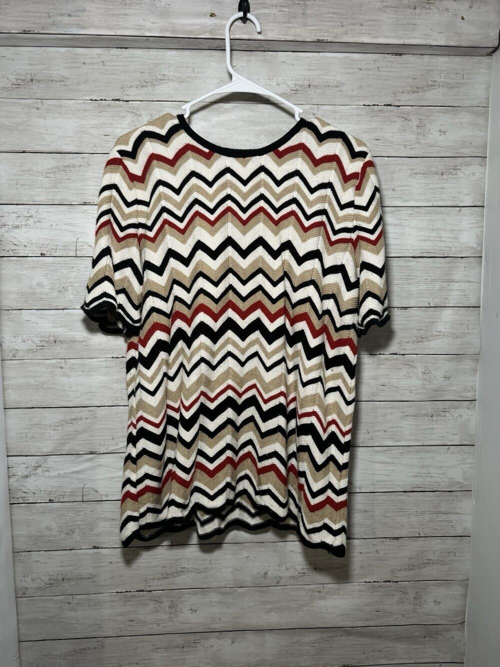 Alfred Dunner Women’s Plus Size Chevron Knit Blouse 1X Short Sleeve Multicolor